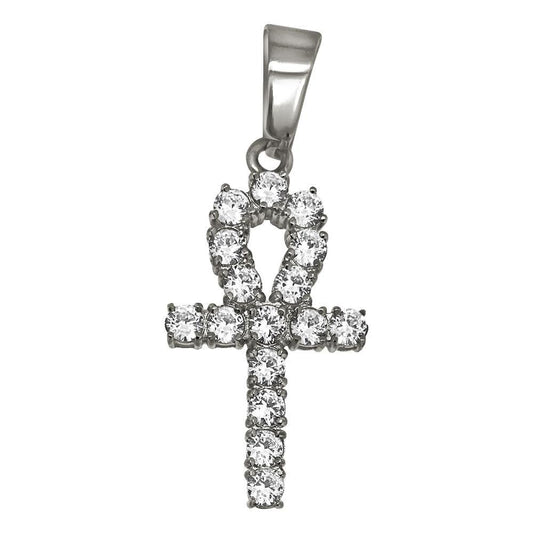 3MM CZ Ankh Cross Stainless Steel Bling Bling