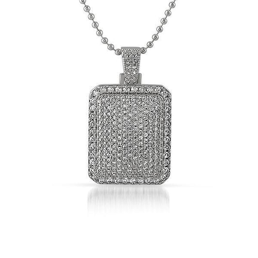 .925 Sterling Silver Micro Pave Mini Dog Tag