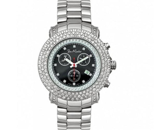 6.00ct Triple Diamond Bezel Joe Rodeo Watch Black Dial