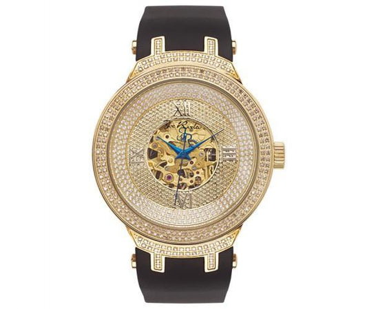 Skeleton Golden Joe Rodeo Watch 2.20ct Diamonds Bling