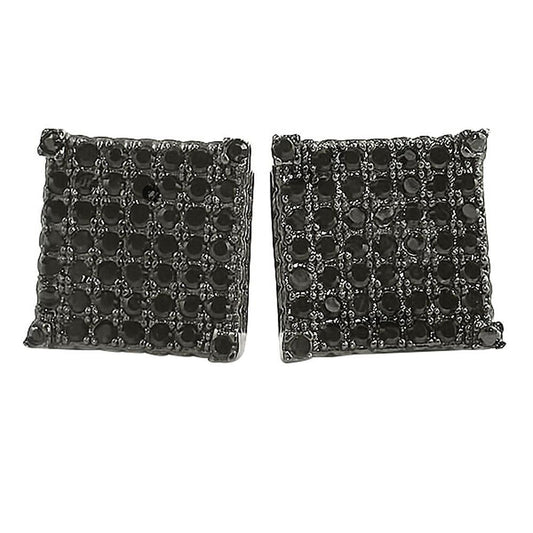 Custom Micro Pave Earrings Black CZ Cube