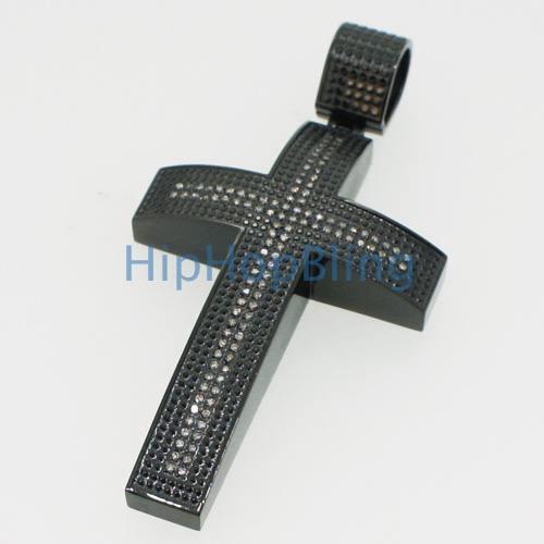 1.14ct Real Diamond Cross Black 316L