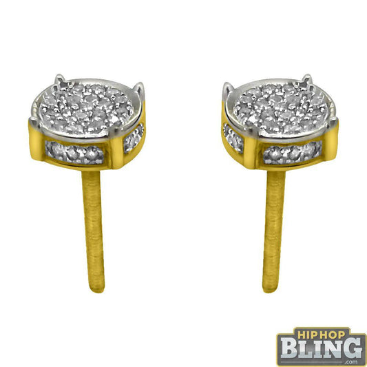 10K Gold 3D Circle Earrings .12cttw Diamonds