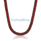 All Red on Black Bling Bling 2 Row Chain