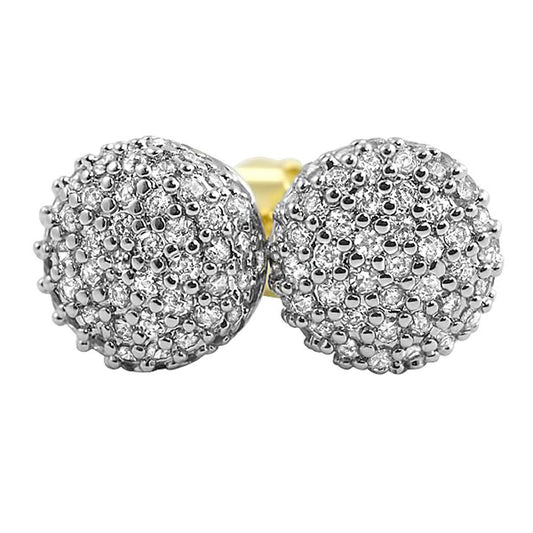 Cylinder CZ Gold Bling Bling Earrings