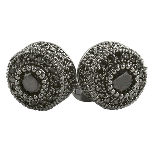 Black CZ Mega 3D Cluster Iced Out Earrings