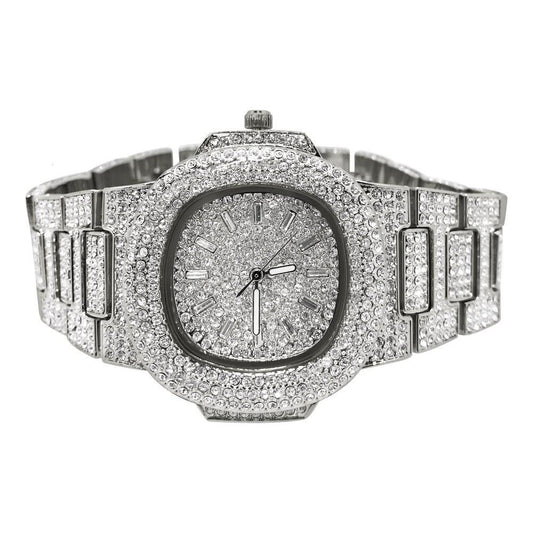 Custom Bling Bling Silver Ice Blizzard Watch