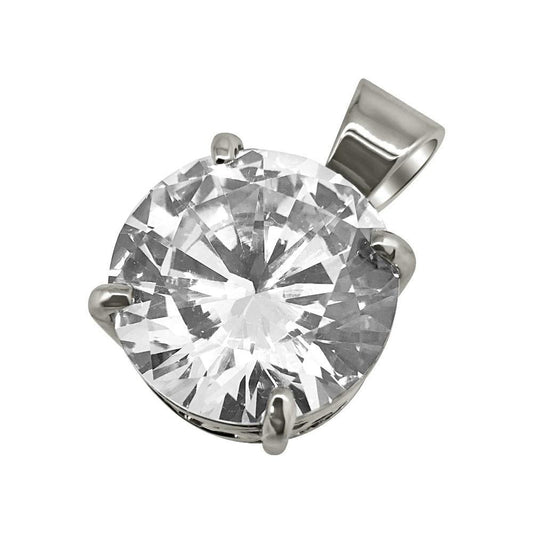 20MM CZ Solitaire Rhodium Bling Bling Pendant