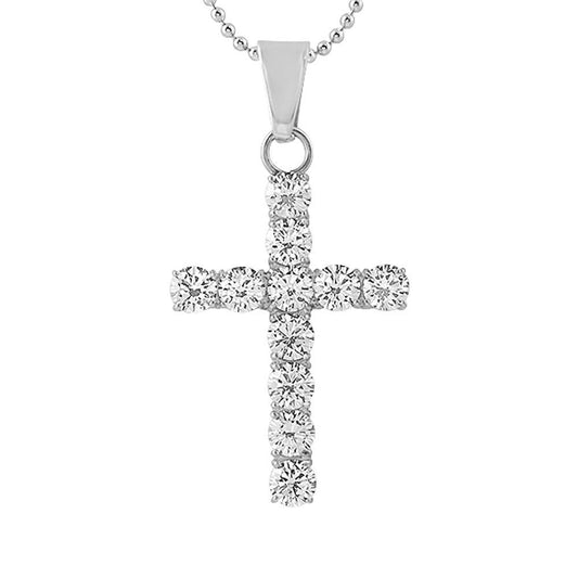 6MM CZ Bling Bling Cross Stainless Steel