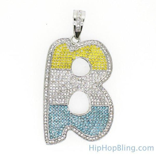 B Initial Bling Bling Pendant 3 Color Graffiti Style