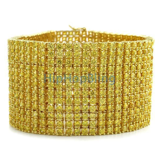 Prong Set CZ Lemonade 12 Row Bling Bling Bracelet