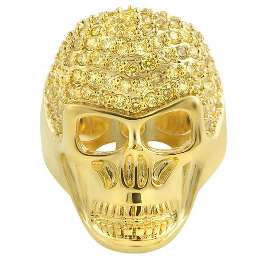 3D Skull Lemonade CZ Mens Bling Bling Ring