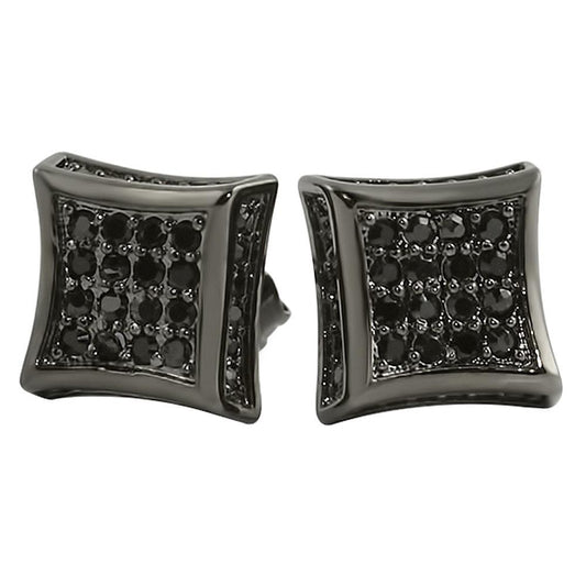 3D Kite Black CZ Micro Pave Bling Earrings