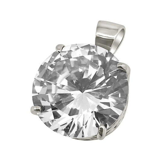 25MM CZ Solitaire Rhodium Bling Bling Pendant