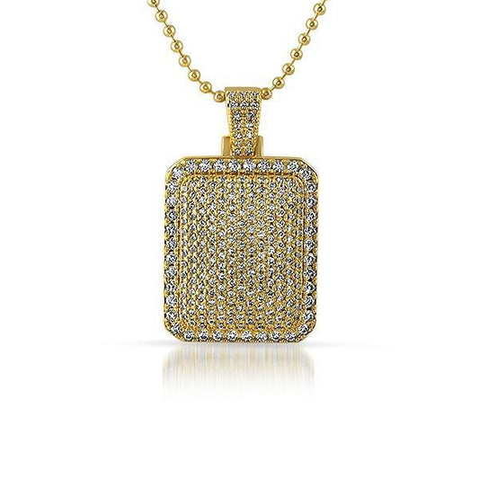 .925 Sterling Silver Gold CZ Bling Bling Dogtag