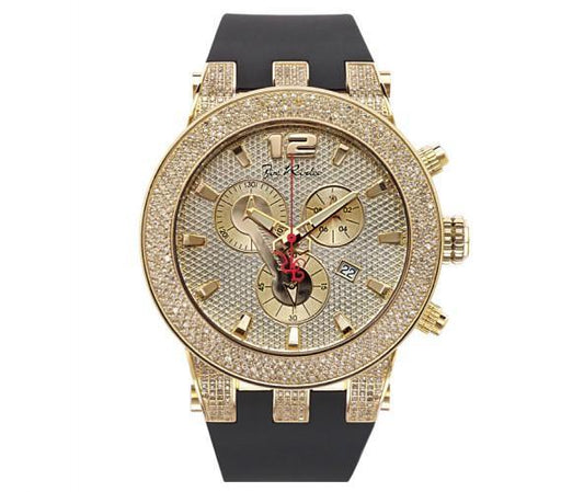 Joe Rodeo Broadway Watch 5.00ct Diamonds Gold Micron Rubber Band