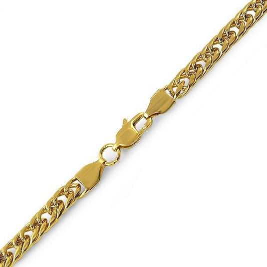 Double Cuban IP Gold Stainless Steel Chain Bracelet 6MM