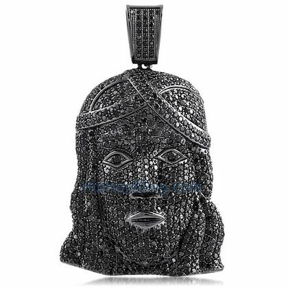 Black Jesus Piece CZ Full Micro Pave