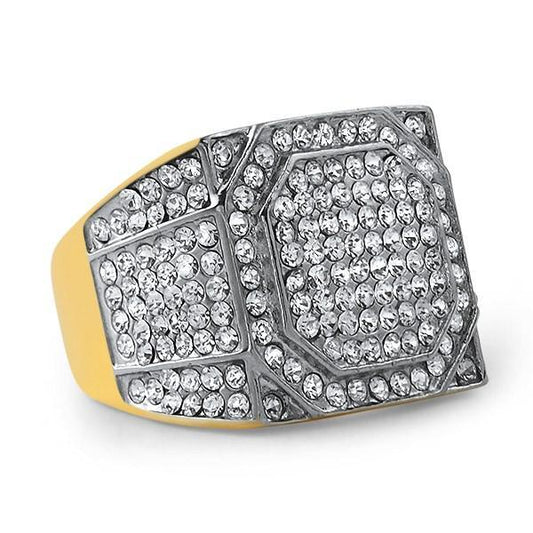 Gold Stainless Steel Emperor Bling Bling Ring