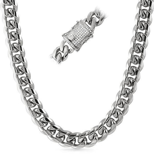 CZ Diamond Lock 14MM Cuban Chain Stainless Steel