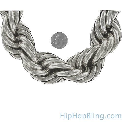 30MM Jumbo Dookie Rope Chain Rhodium