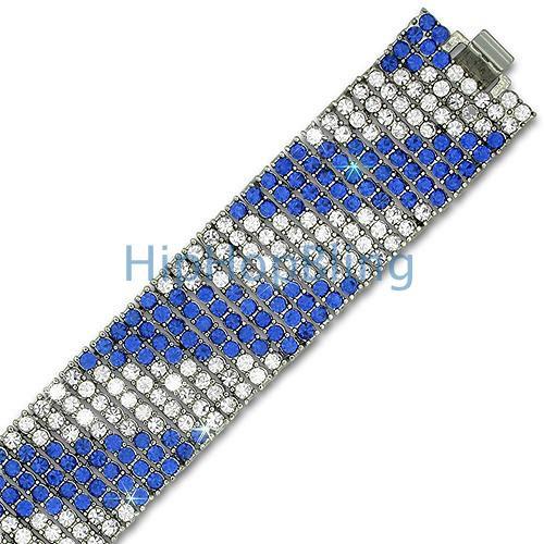 Candy Cane Blue & White 8 Row Bling Bracelet