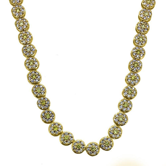 CZ White and Yellow Cluster Chain Bling Bling