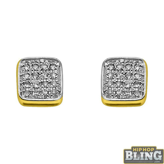 10K Gold Cushion Box Earrings .06cttw Diamonds