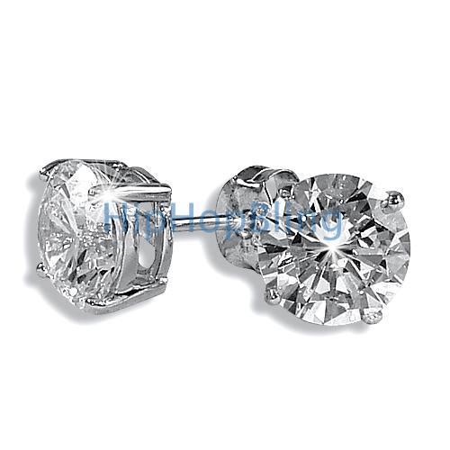 8mm Round Signity CZ Diamond Solitaire Earrings