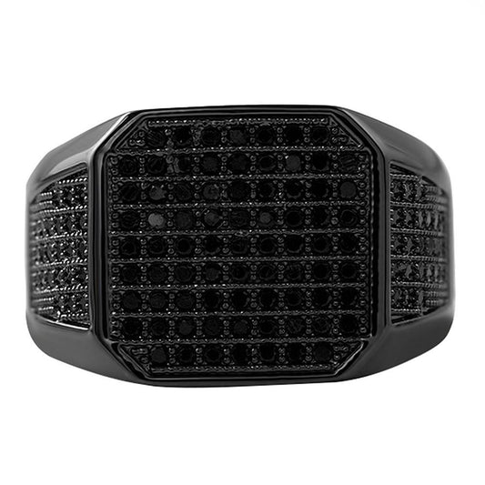 Black Boss CZ Micro Pave Bling Bling Ring