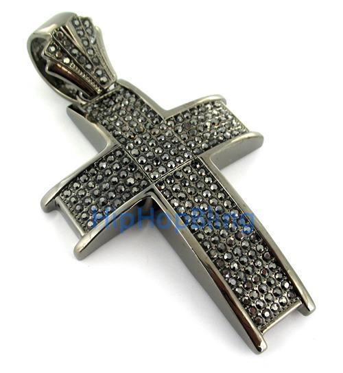 5x Icey Bling Bling Cross Black on Black Pendant