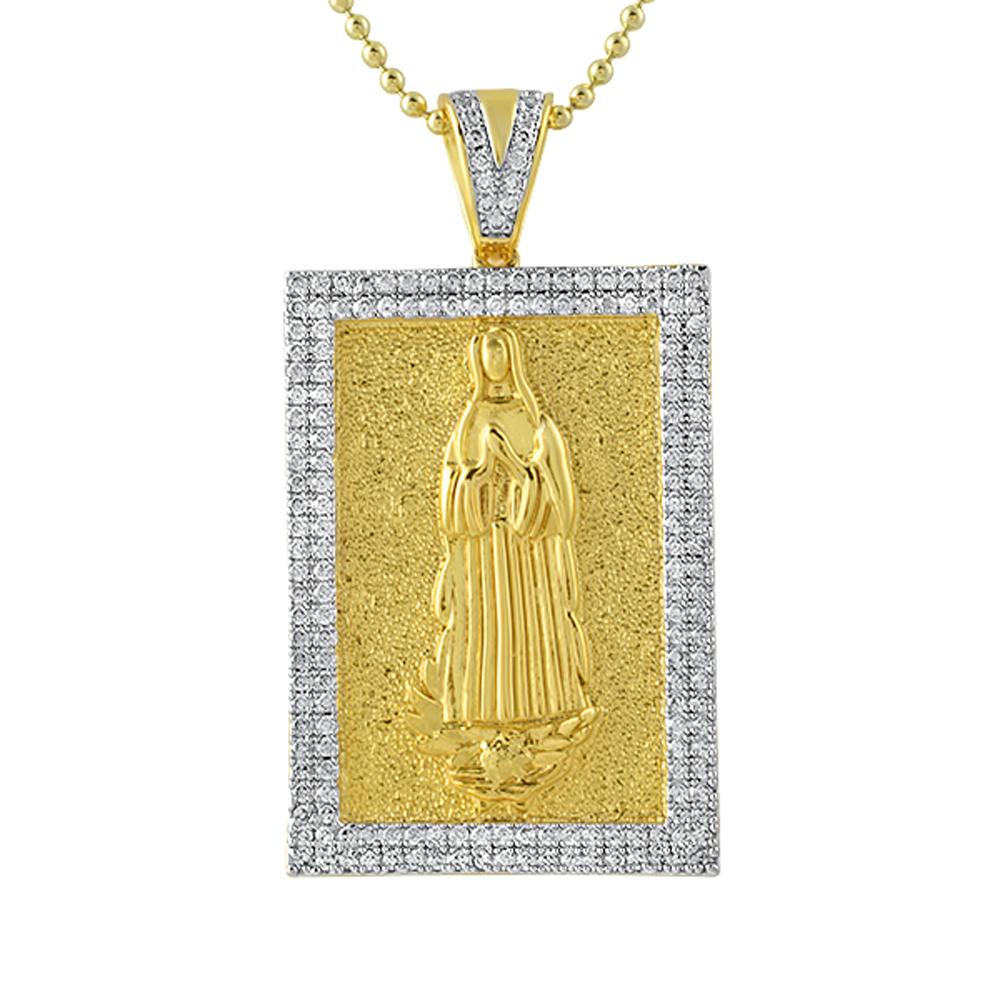 Mary Christian Gold Block CZ Medallion