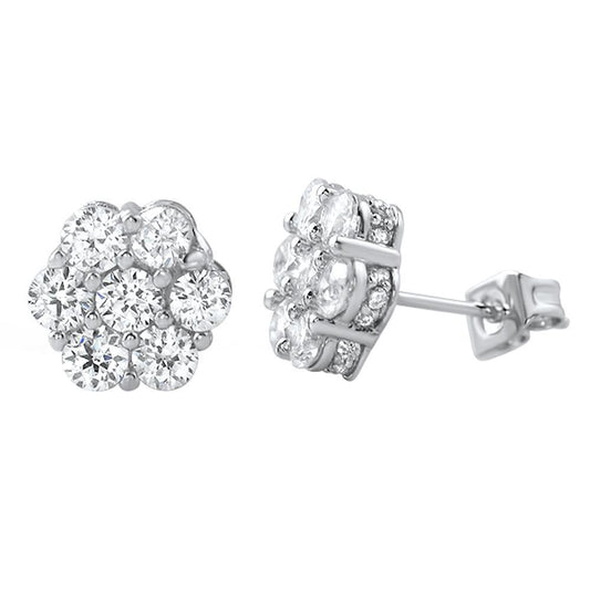 3D Cluster CZ Micro Pave Bling Bling Earrings