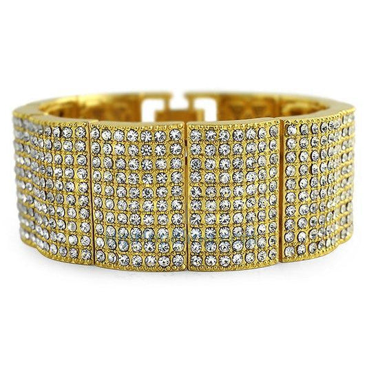 Gold Ice Bump Wide Bling Bling Bracelet