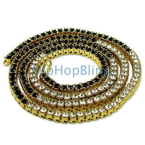 Black & White Segmented Gold Bling Bling Chain