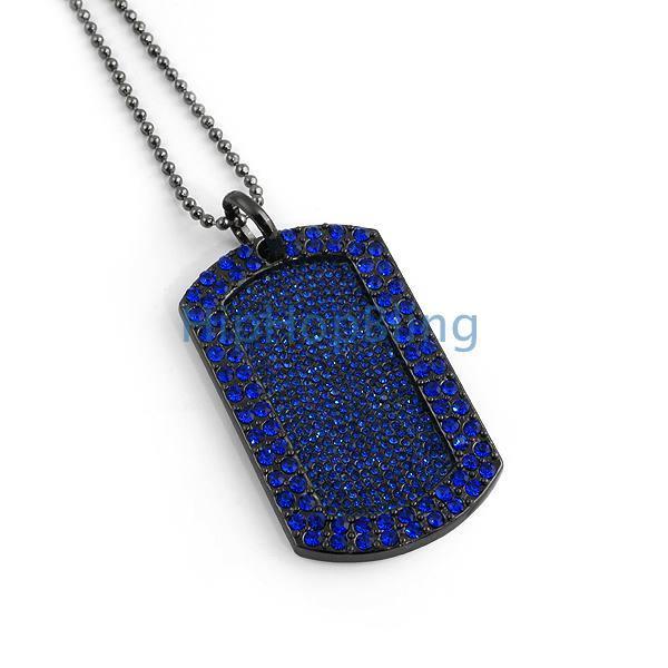 Blue Blizzard Bling Bling Dog Tag & Chain