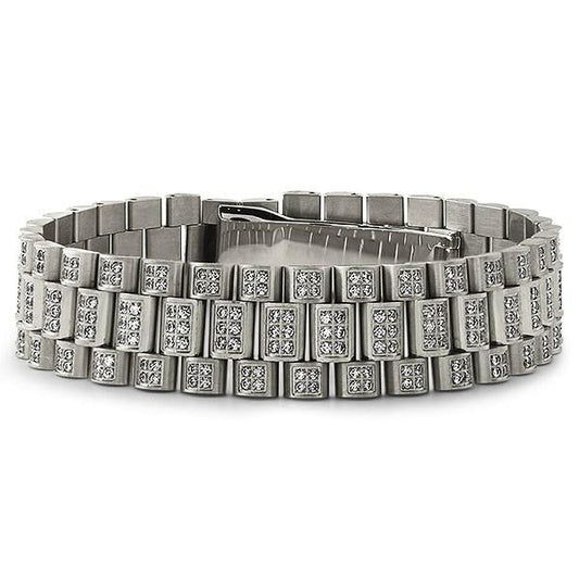 Stainless Steel Full CZ President Bracelet