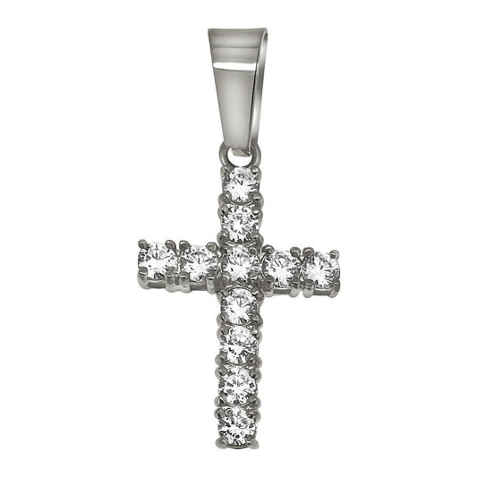 3MM CZ Tennis Cross Bling Bling Stainless Steel