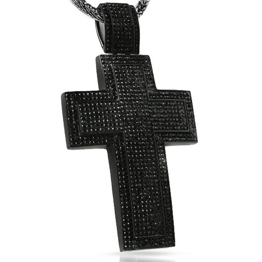 XXL Mega Bling Bling Cross Black on Black