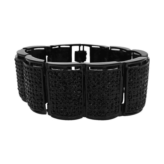 Thick Rolls Black on Black Bling Bracelet