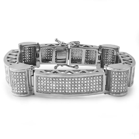 Ice Cylinders Stainless Steel Iced Out CZ Bracelet