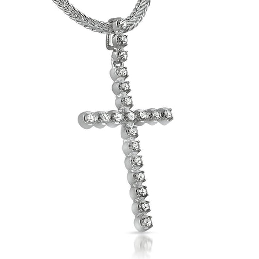 1 Row Rhodium Bling Bling Cross