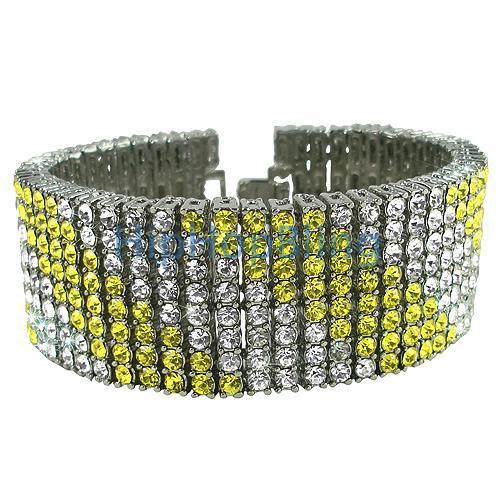 Canary White Crazy 8 Row Bling Bling Bracelet