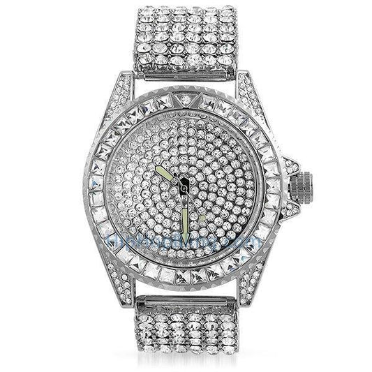 Princess Cut 6 Row Bling Bling Watch