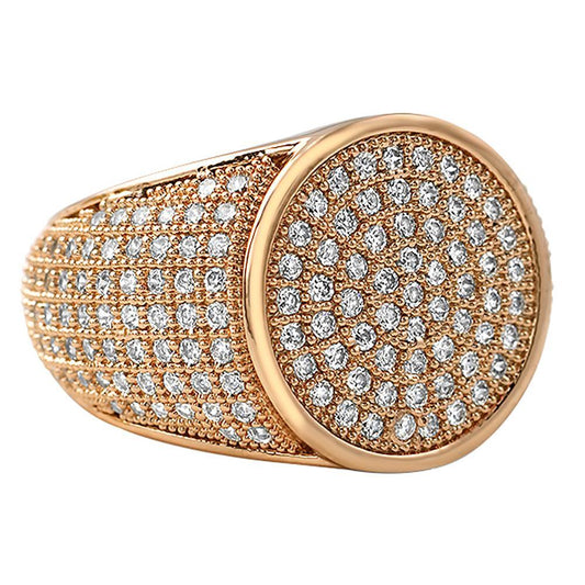 Round Rose Gold CZ Micro Pave Bling Ring