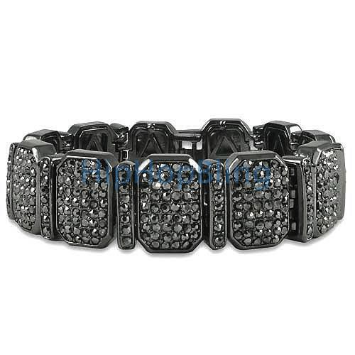 Octagon Link Black Bling Bling Bracelet