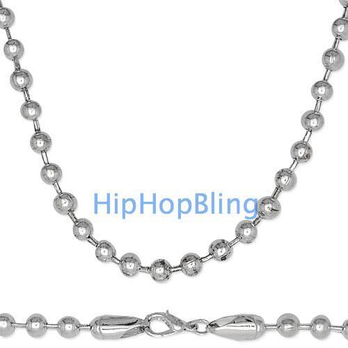 Jumbo 6mm 30 Inch Silver Plated Dog Tag Ball Chain