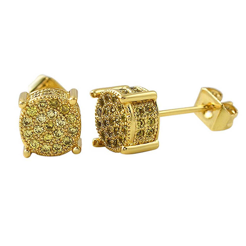 360 Round Lemonade CZ Micro Pave Earrings