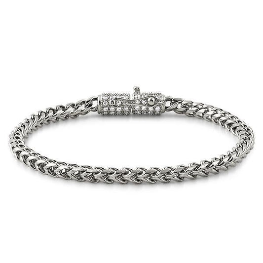 CZ Clasp 6MM Stainless Steel Franco Bracelet