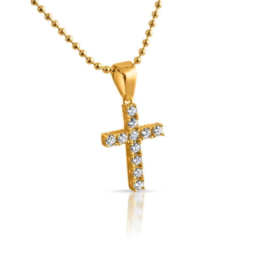 .925 Sterling Silver 3MM CZ Tennis Cross Gold